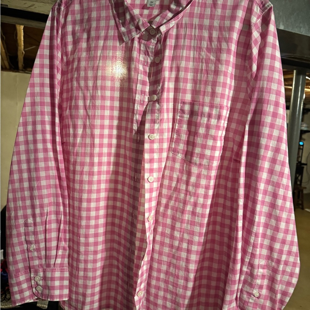 J. Crew Pink Checkered Women's Button Down Shirt